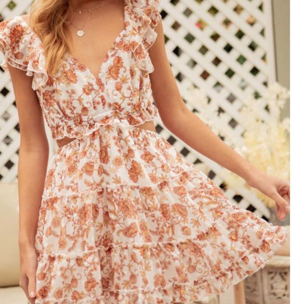 Boho Floral Cut Out Mini Dress